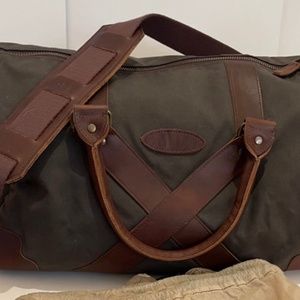 Tom Beckbe Oiled Canvas w/Leather Weekender Duffle Bag